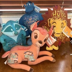Disney Wisdom Plush Set 4 Of 12 NWT Aladdin Bambi Lion King Pocahontas